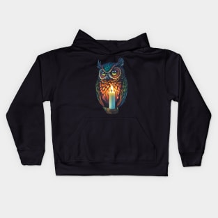 Owl Painting with a Candle Kids Hoodie